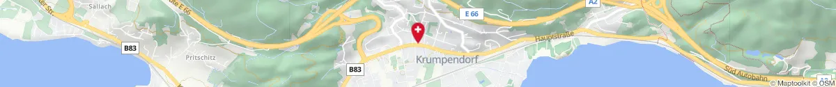 Map representation of the location for Seeapotheke Krumpendorf in 9201 Krumpendorf
